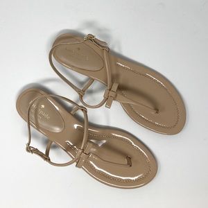 Kate Spade Tan Patent T-Strap Sandal